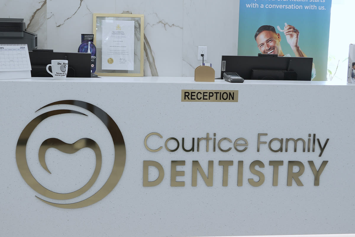 Reception desk at Courtice Family Dentistry